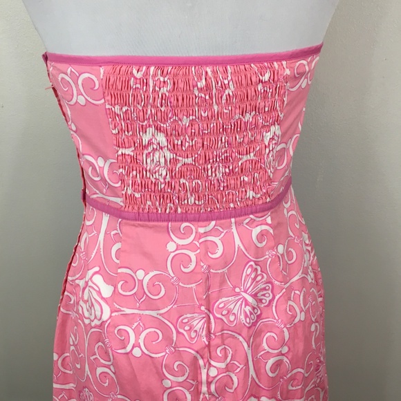 Lilly Pulitzer 6 Pink strapless butterfly dress - Picture 5 of 8